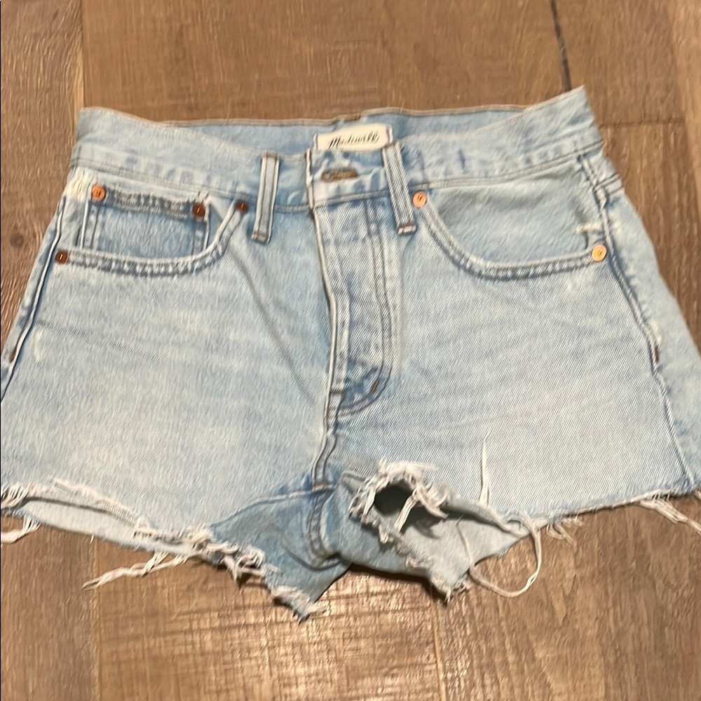 Madewell Light Blue Distressed Jean Shorts